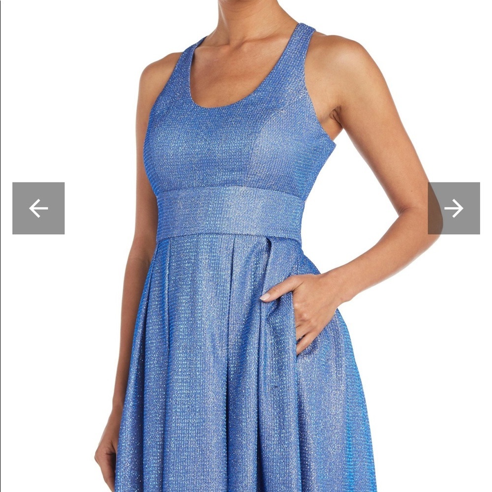 Morgan & Co. Textured Metallic Racerback A-Line Gown - Picture 3 of 3